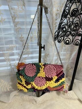 Made in India beaded tropical colorful crossbody bag